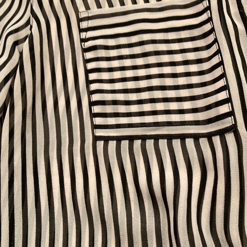LOFT Petites Sheer Striped Button-Up Blouse Women Size SP - Picture 7 of 12